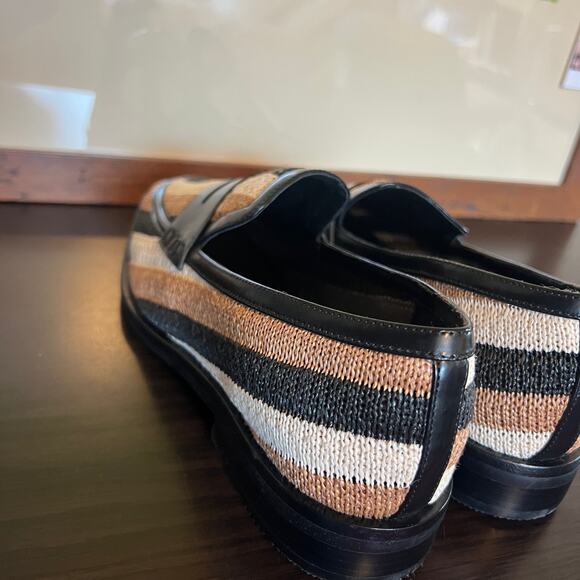 3.1 Phillip Lim Tan Knit Raffia Striped Slip On Alexa Penny Loafers Womens 40 - Picture 7 of 15